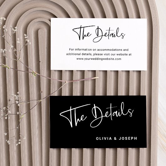 白黒モダンオーバーレイ | 結婚詳細 エンクロージャーカード