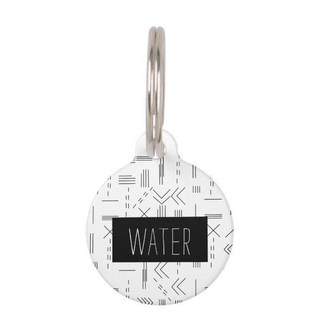 白黒モダンカスタムモノグラムおもしろい ペット　ネームタグ (正面)