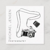 白黒モダンカメラマン スクエア名刺 (正面)