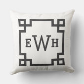 白黒モダンギリシャ鍵モノグラカスタムム クッション (裏面)