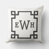 白黒モダンギリシャ鍵モノグラカスタムム クッション (正面)