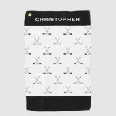 白黒モダンクライスクロスゴルフクラブパターン ゴルフタオル (正面)