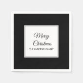白黒モダンクラシック無地のクリスマス スタンダードカクテルナプキン (正面)