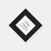 白黒モダンクラシック無地のクリスマス スタンダードカクテルナプキン (角)