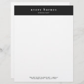 白黒モダンクリエイティブプロフェッショナル レターヘッド (正面/裏面)