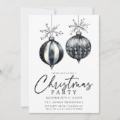 白黒モダンクリスマスオーナメントパーティー 招待状 (正面)