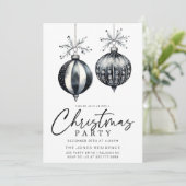 白黒モダンクリスマスオーナメントパーティー 招待状 (スタンド正面)