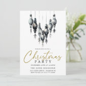 白黒モダンクリスマスオーナメントパーティー 招待状 (スタンド正面)