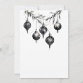 白黒モダンクリスマスオーナメントパーティー 招待状 (裏面)