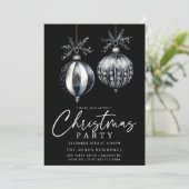 白黒モダンクリスマスオーナメントパーティー 招待状 (スタンド正面)