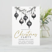 白黒モダンクリスマスオーナメントパーティー 招待状 (スタンド正面)