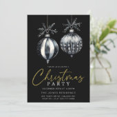 白黒モダンクリスマスオーナメントパーティー 招待状 (スタンド正面)