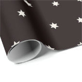 白黒モダンクリスマススターズ模様 ラッピングペーパー (ロールコーナー)