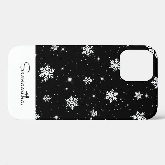 白黒モダンクリスマススノーフレーク模様 Case-Mate iPhoneケース (裏面 (横))