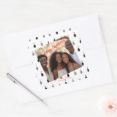 白黒モダンクリスマスファミリー写真 スクエアシール (封筒)