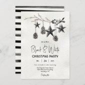 白黒モダンクリスマスホリデーパーティー 招待状 (正面/裏面)