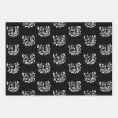 白黒モダンクリスマス引用文プレゼント ラッピングペーパーシート (正面3)