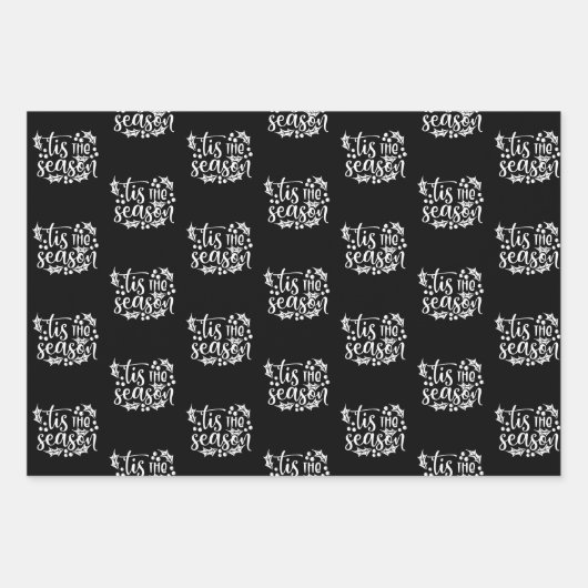 白黒モダンクリスマス引用文プレゼント ラッピングペーパーシート (正面3)