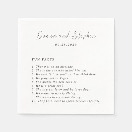 白黒モダンクリーン結婚ズ スタンダードカクテルナプキン (正面)