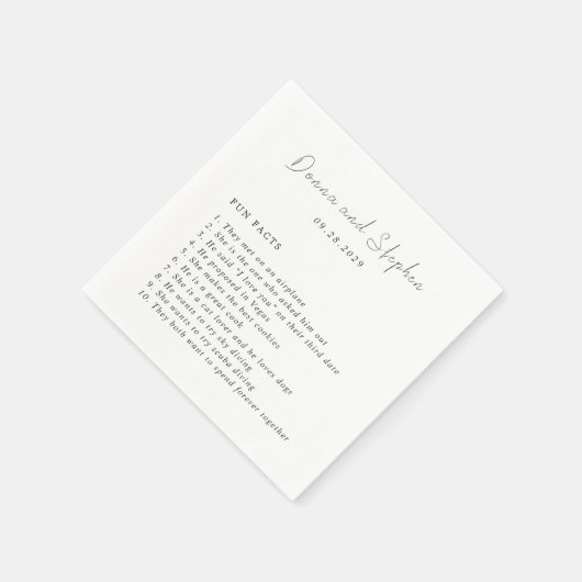 白黒モダンクリーン結婚ズ スタンダードカクテルナプキン (角)