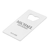 白黒モダングロマパーソナライズされたン クレジットカード栓抜き (正面アングル)