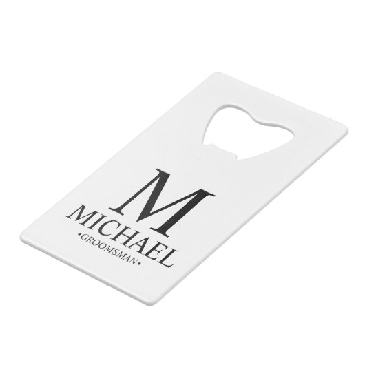 白黒モダングロマパーソナライズされたン クレジットカード栓抜き (正面アングル)