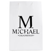 白黒モダングロマパーソナライズされたン ミディアムペーパーバッグ (正面)