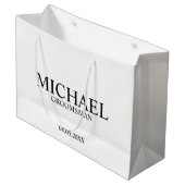 白黒モダングロマパーソナライズされたン ラージペーパーバッグ (正面アングル)