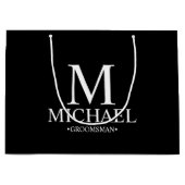 白黒モダングロマパーソナライズされたン ラージペーパーバッグ (正面)