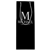 白黒モダングロマパーソナライズされたン ワインギフトバッグ (正面)