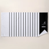 白黒モダンコジストライプー ビーチタオル (正面)