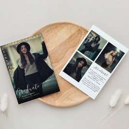 白黒モダンコラージュ卒業 招待状