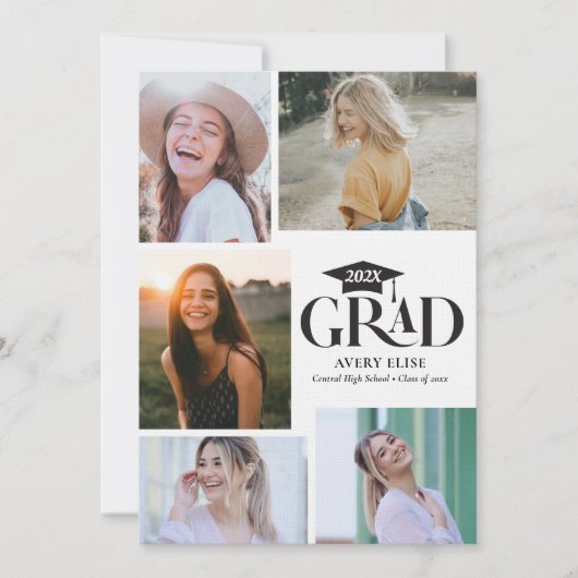 白黒モダンコラージュ招待状 招待状 (正面)