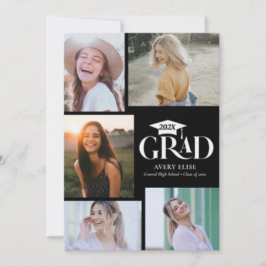 白黒モダンコラージュ招待状 招待状 (正面)