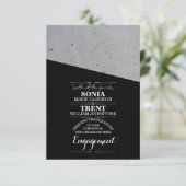 白黒モダンコンクリート婚約 招待状 (スタンド正面)