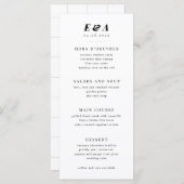 白黒モダンコー数々のスのメ結婚ニュー メニュー (正面/裏面)