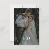 白黒モダンサイドウェーブフォト結婚ズ 出欠カード (裏面)