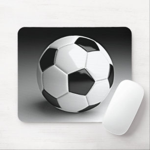 白黒モダンサッカーのスポーツ撮影 マウスパッド