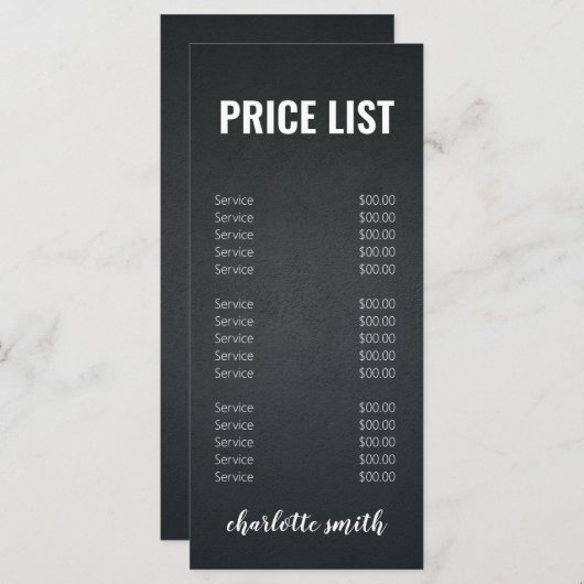 白黒モダンサロン価格表メニュー メニュー (正面/裏面)