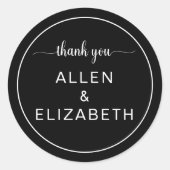白黒モダンサンキューカード結婚式の引き出物 ラウンドシール (正面)
