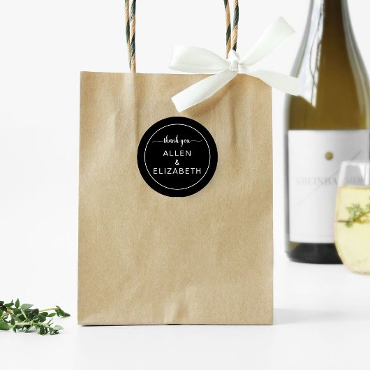 白黒モダンサンキューカード結婚式の引き出物 ラウンドシール