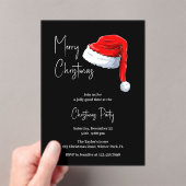 白黒モダンサンタハットクリスマスパーティー アクリル招待状 (インサイチュ (ポータブル))
