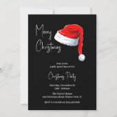 白黒モダンサンタハットクリスマスパーティー 招待状 (正面)