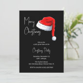 白黒モダンサンタハットクリスマスパーティー 招待状 (スタンド正面)