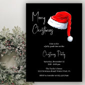 白黒モダンサンタハットクリスマスパーティー 招待状