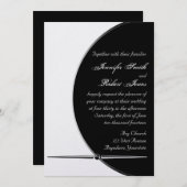 白黒モダンサークルポー結婚式招待状 招待状 (正面/裏面)