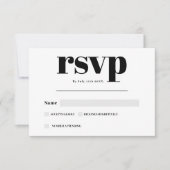 白黒モダンスはっきりしたクリプ結婚トrsvp 出欠カード (正面)