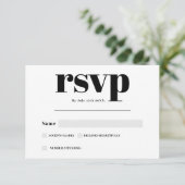 白黒モダンスはっきりしたクリプ結婚トrsvp 出欠カード (スタンド正面)