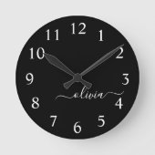 白黒モダンスクリガーリープトModogram名 ラウンド壁時計 (正面)