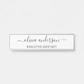 白黒モダンスクリプガーリートのモノグラム名 サインプレート (正面)